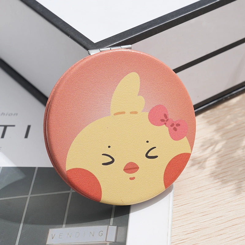 Cartoon Double-sided Portable Makeup Mirror Round Mini Mirror Bag Makeup Mirror Student Women Folding Small Mirror