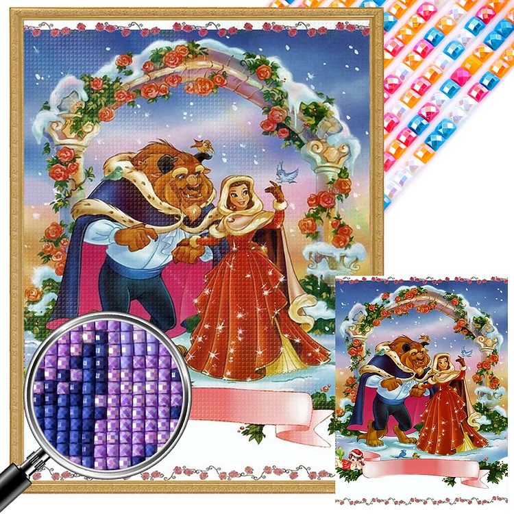 Beauty And The Beast 30*40CM (Canvas) AB Square Drill Diamond Painting gbfke