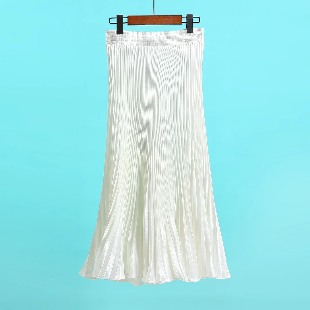 Nigikala Nigikala Luster Polyester Pressure Folded Half Skirt Original Single Long Skirt Silk Clear Silk #8035