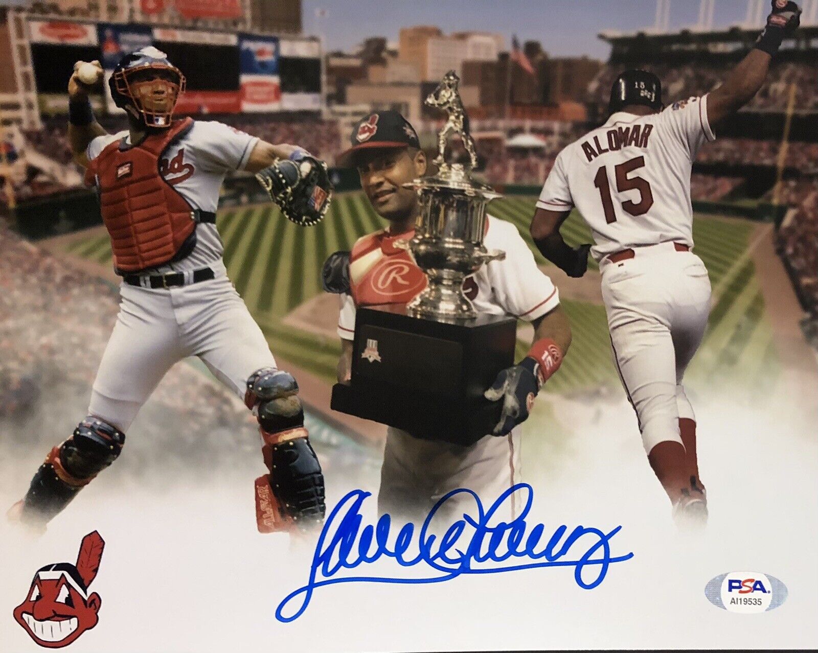 Sandy Alomar Jr Signed Autographed Cleveland Indians 8x10 Photo Poster painting Psa/Dna