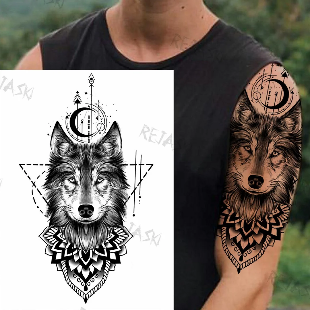 Sdrawing Tiger King Creative Temporary Tattoos For Men Adults Wolf Bowknot Owl Lion Forest Fake Tattoo Sticker Chest Arm Tatoos DIY