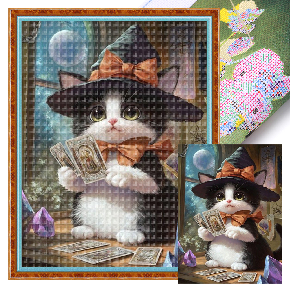 Astrology Kitten Full 11CT Pre-stamped Canvas(40*55cm) Cross Stitch