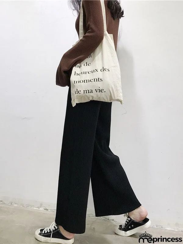 Urban Loose Wide Leg Solid Color Pants
