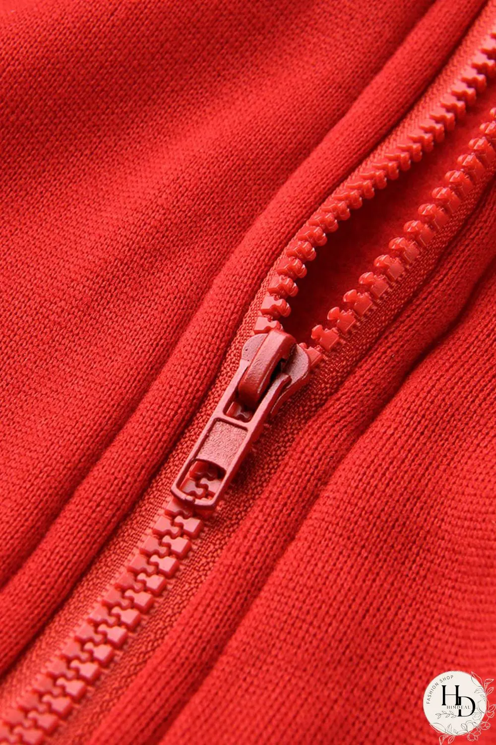 Red Fashion Casual Solid Cardigan Pants Hooded Collar Long Sleeve Two Pieces