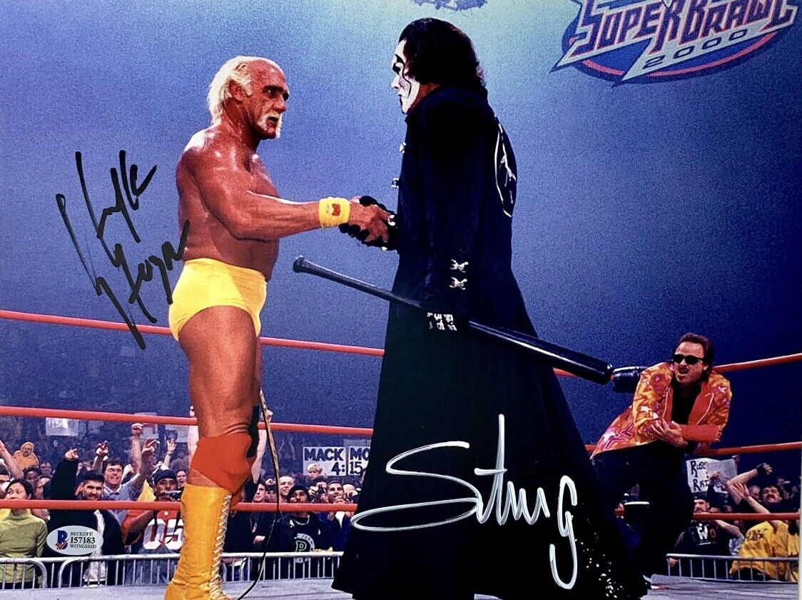 Hulk Hogan & Sting Signed 11X14 Photo Poster painting NWO WCW WWF BAS I57183