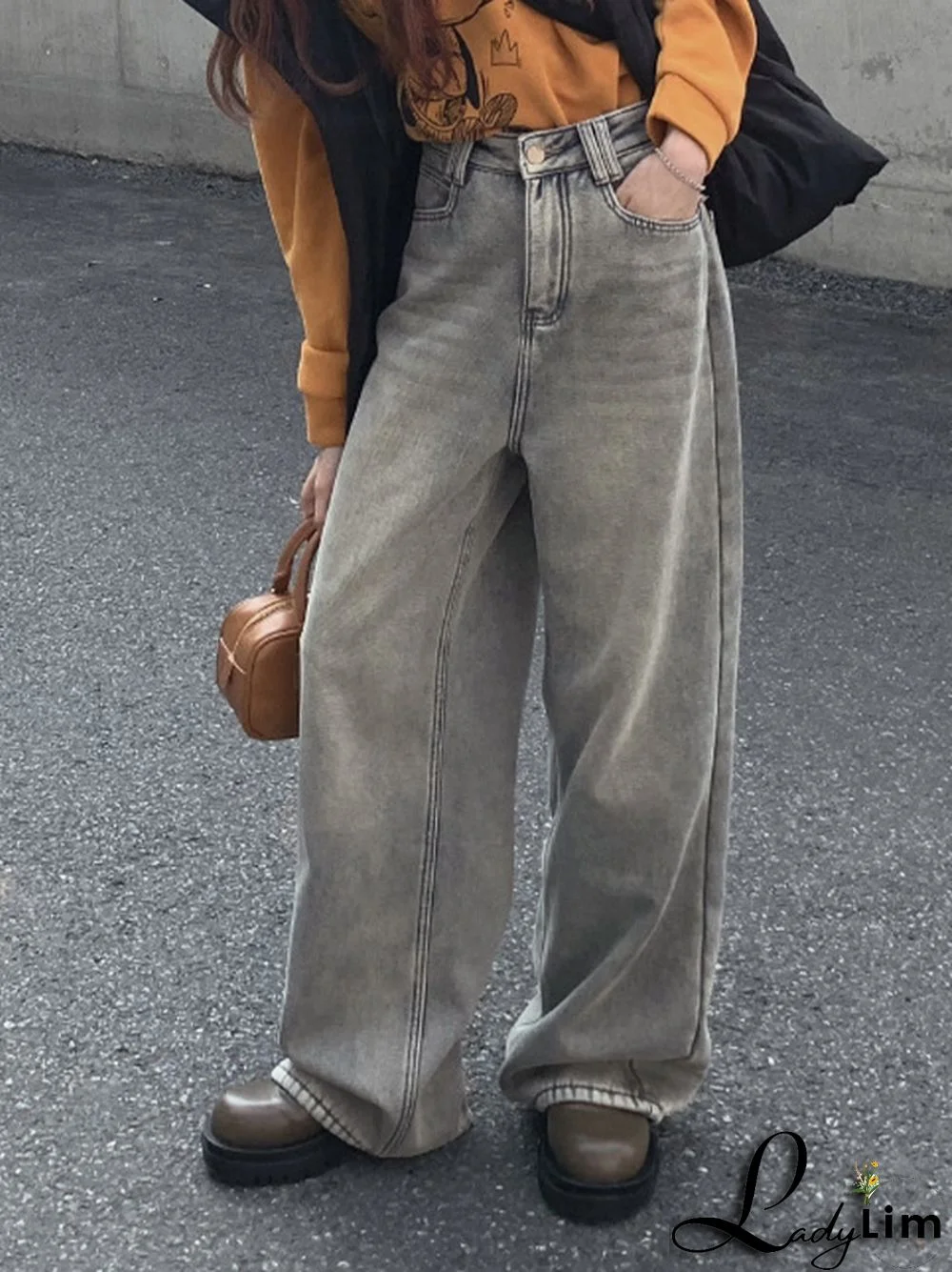 Vintage Light Wash Fleece Boyfriend Jeans