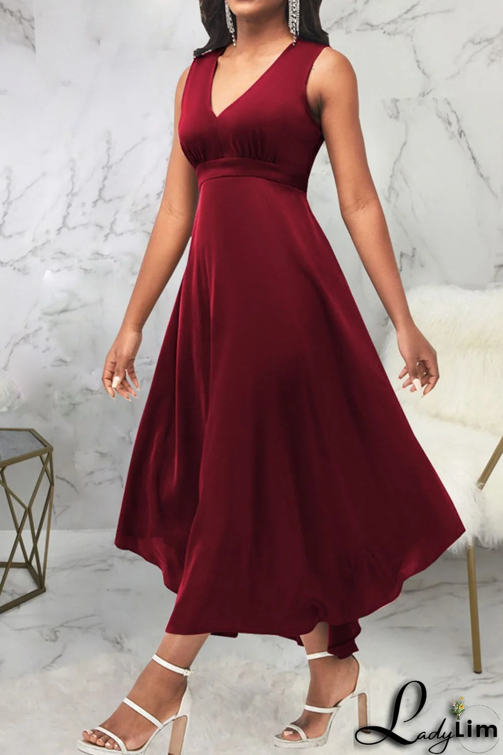 Black Casual Solid Patchwork V Neck A Line Dresses