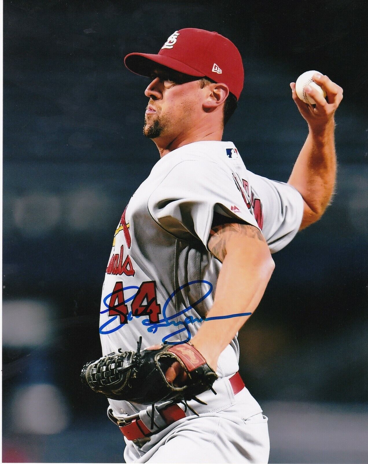 LUKE GREGERSON ST. LOUIS CARDINALS ACTION SIGNED 8x10