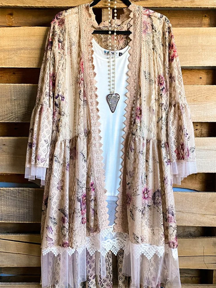 Oversized Casual Printed Kimono P175439988