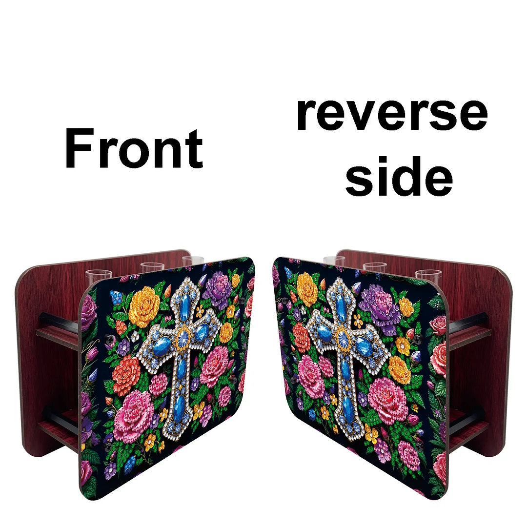 Cross DIY Flower Vase Wooden Double Sided Desktop Diamond Art Kit for Home Decor