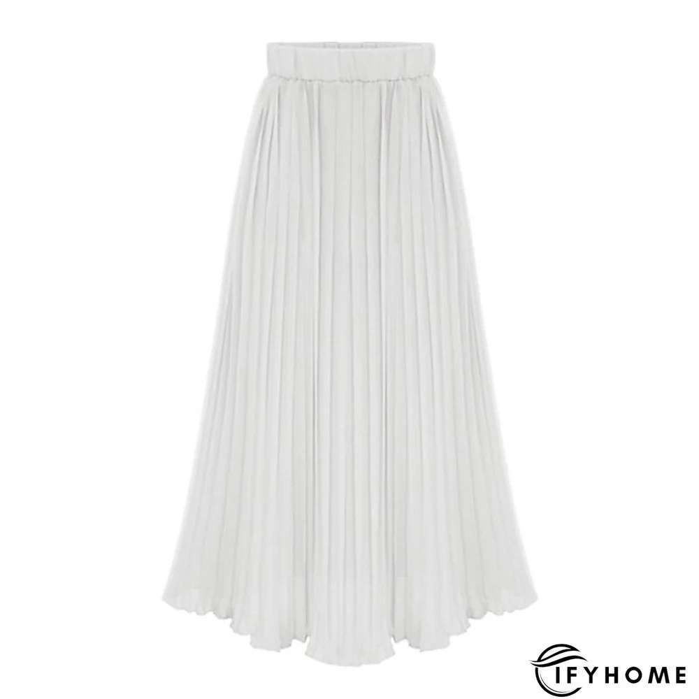 Women's Skirt Long Skirt Maxi Chiffon Black White Pink Beige Skirts Summer Pleated Lined Basic Streetwear Holiday Vacation One-Size | IFYHOME