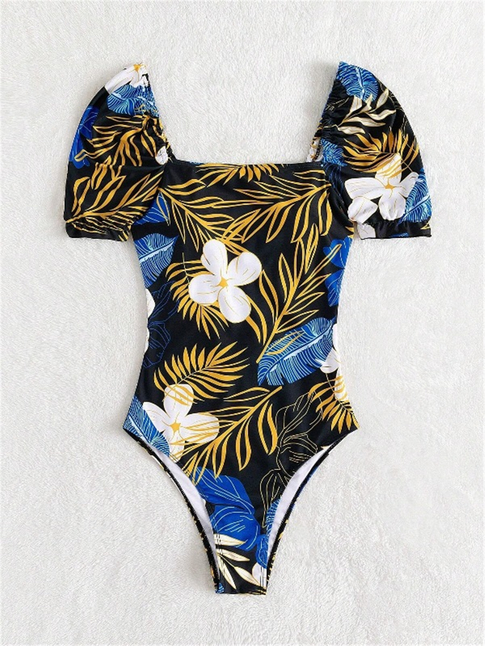 Wimawait Tropical Print Swimwear Women 2025 One Piece Swimsuit Sexy Drawstring Back Bodysuit Female Bathers Bathing Swimming Beach Summer
