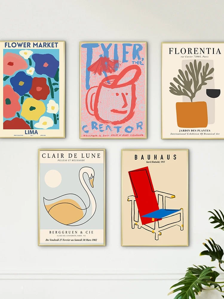 Exhibition Canvas Line Chair Wall Art Minimalist Print Painting Nordic Poster Abstract Face Picture Modern Living Room Decor