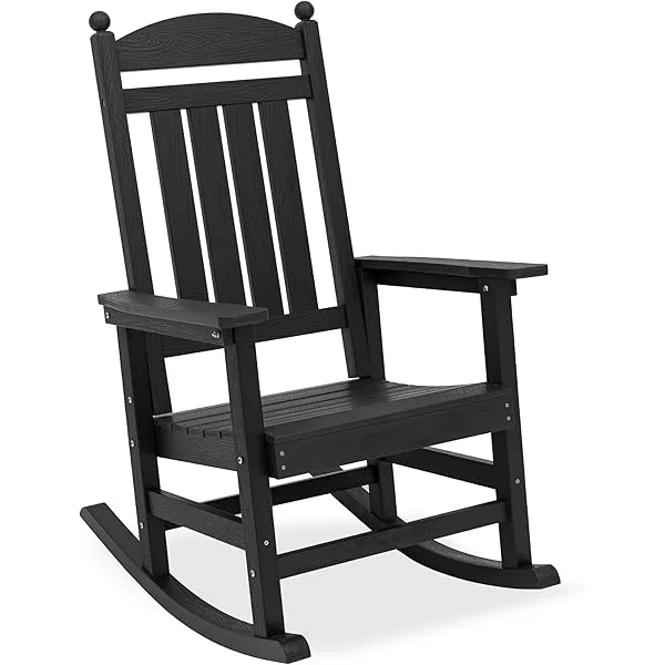 Outdoor Rocking Chairs Set of 2, All Weather Resistant Porch Rocker Chairs with High Back, 350Lbs Support, HDPS Composite Rocking Chair for Backyard, Patio, Garden, Indoor, Dark Gray Dark Gray 2 PCS
