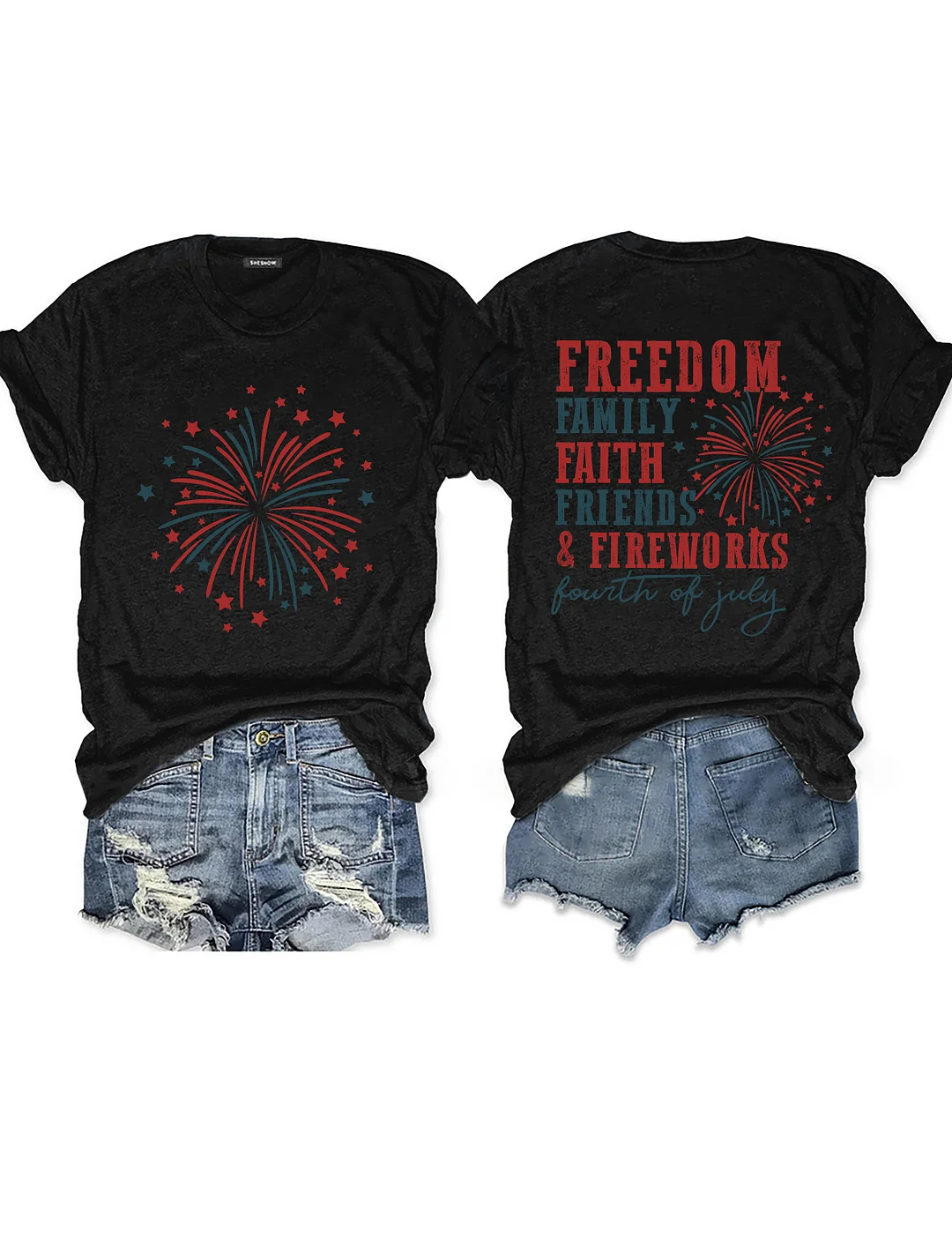 Freedom Family Faith Friends Fireworks T-Shirt