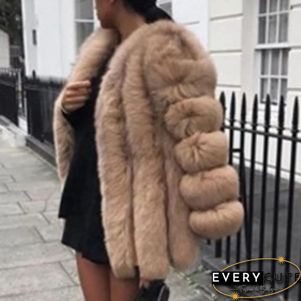 Womens Fall Winter Luxury Faux Fur Coat Elegant Furry Thick Warm Jacket Party Cardigan