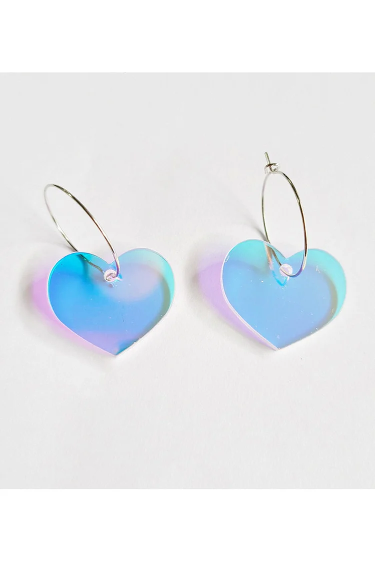 Iridescent Heart-Shaped Pair Earrings