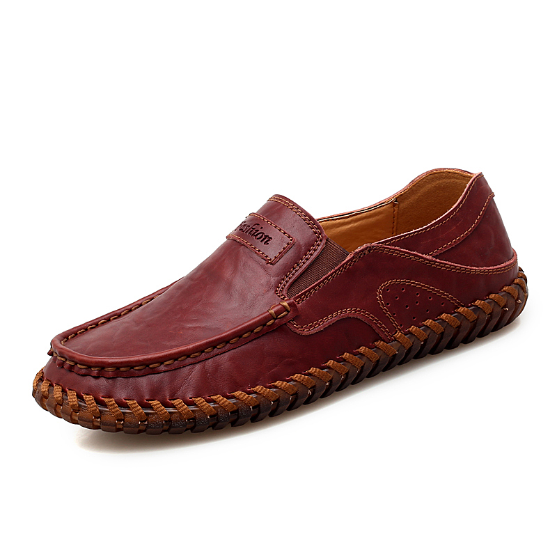 Men's Handmade Leather Outdoor Non-Slip Driving Shoes Casual Loafers | ARKGET