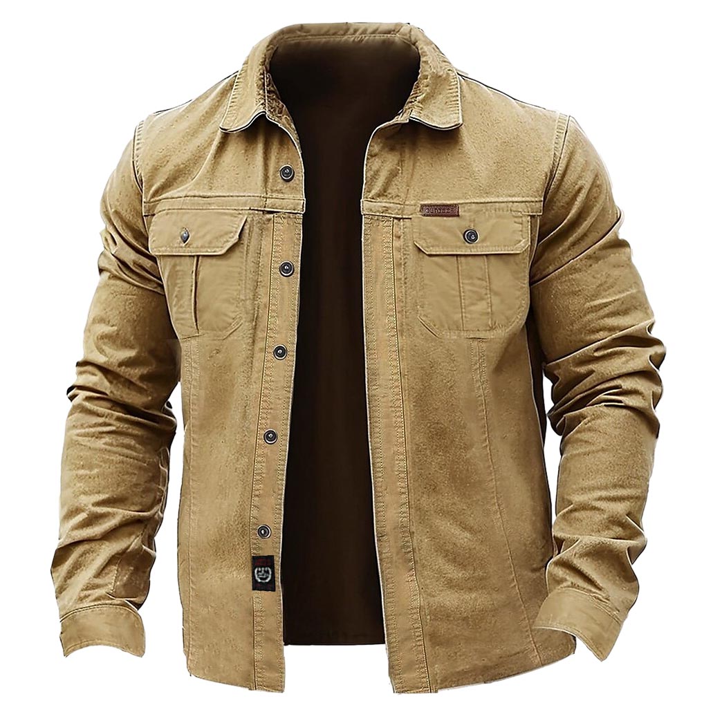 Men's Vintage Outdoor Workwear Pocket Long Sleeve Lapel Utility Shirt