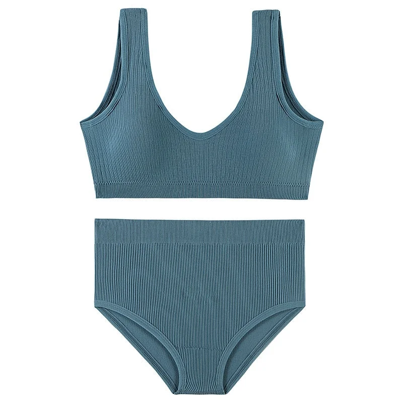 CINOON Sexy Seamless Lingerie Set Padded Bra Set Wireless Women's Underwear U-Shaped Backless Bralette Lingeries Soft Crop Top