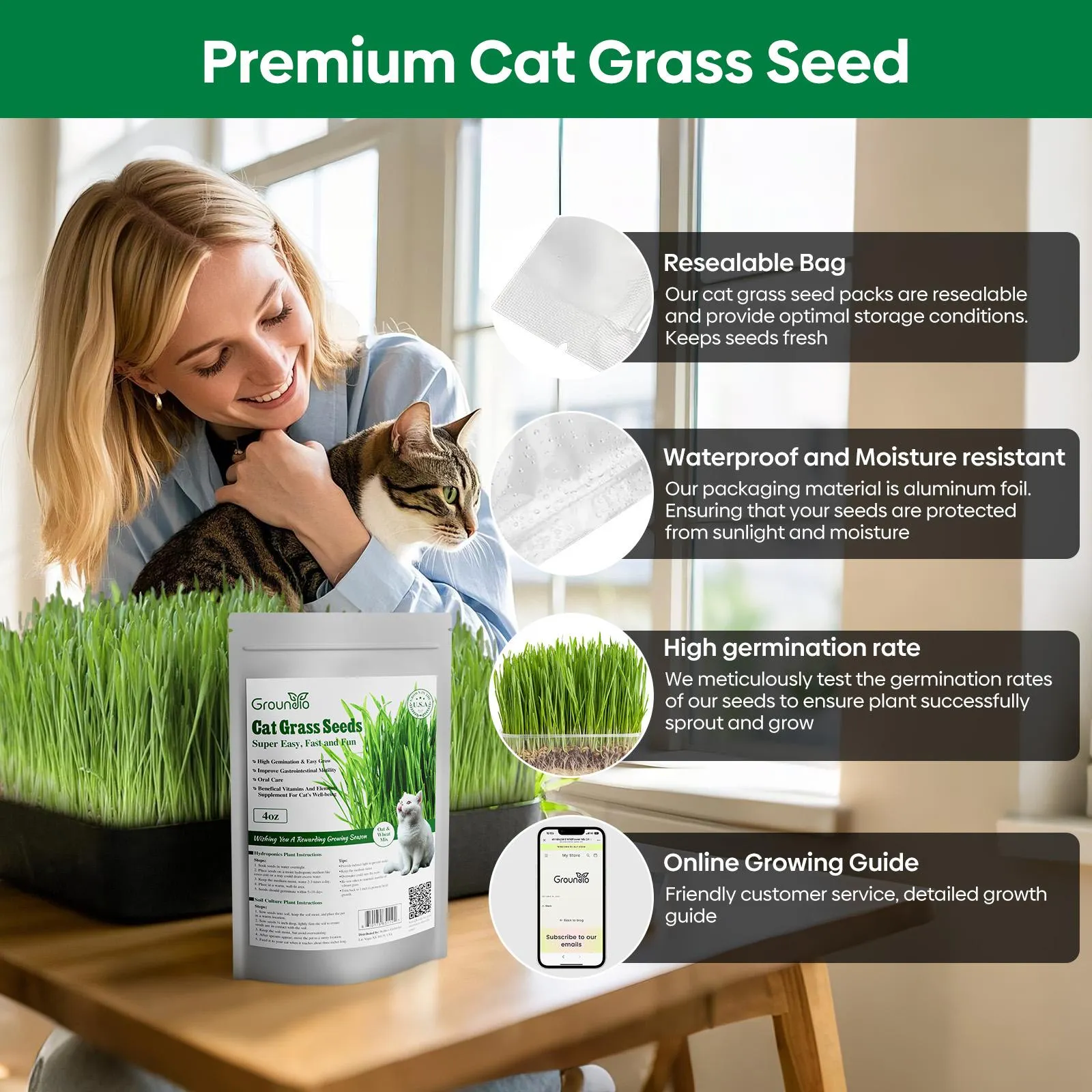 Grow Fresh Cat Grass Seeds at Home
