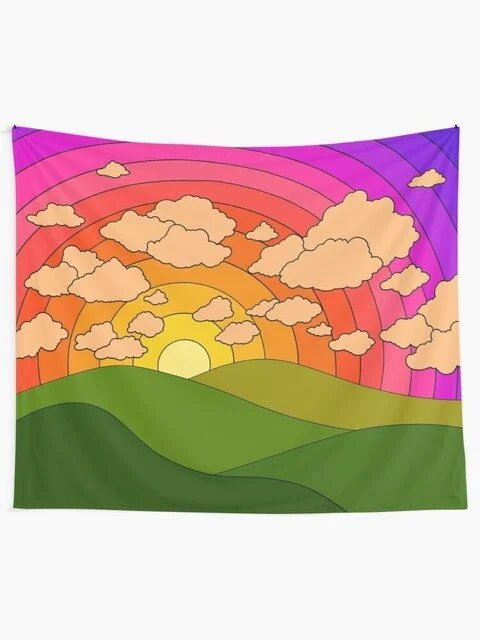 Vintage Sun Tapestry Wall Hanging 80s Retro Boho Decoration Home Decor Magic Tarot Tapestry Wall Decor Psychedelic Wall Prints