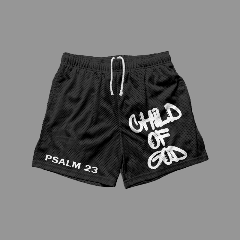 Sopula Child Of God Psalm 23 Print Graphic Mesh Shorts - SOPULA