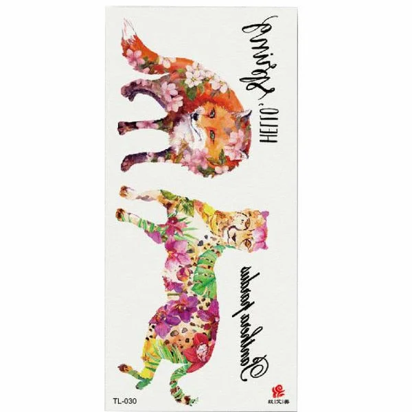 1pcs Flower Animal Body Art Temporary Waterproof Tattoo Sticker Wolf Mermaid Designs