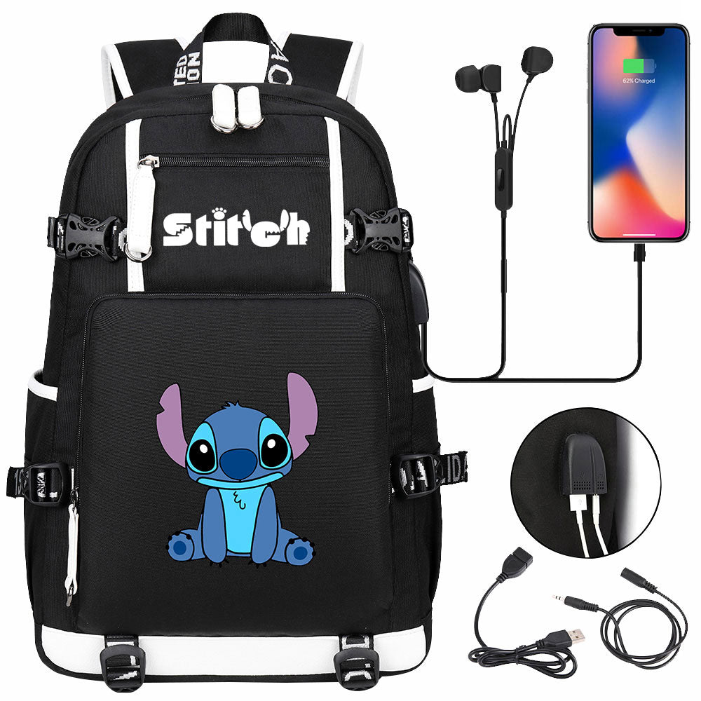 Mayoulove Lilo & Stitch Stitch #6 USB Charging Backpack School NoteBook Laptop Travel Bags-Mayoulove