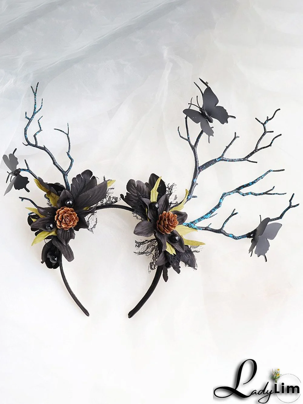 Halloween Twigs Floral Butterfly Pattern Hair Hoop