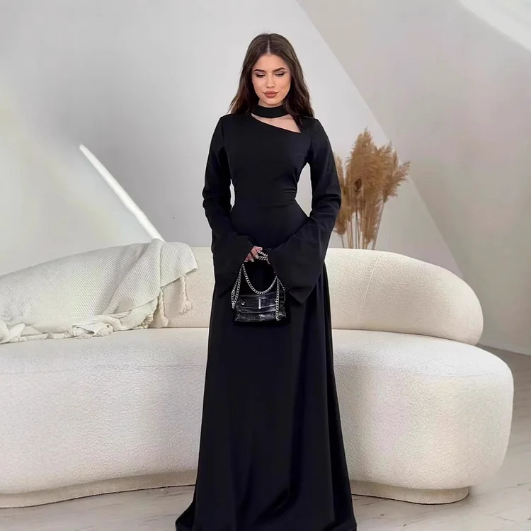 Solid Color Long Sleeve Slim Fit Dress