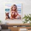 Fille et chien-perceuse ronde peinture diamant-40*40cm