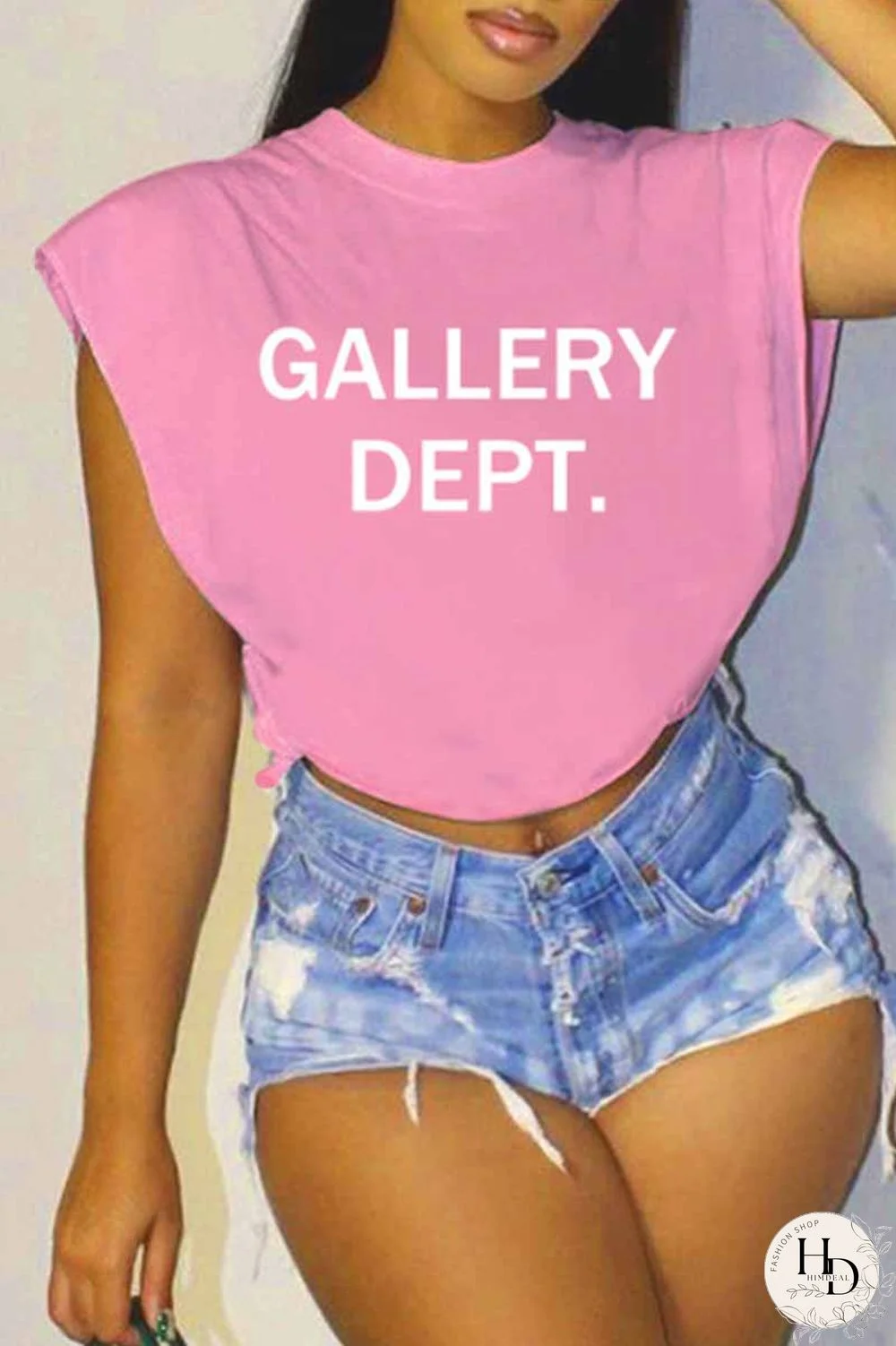 Pink Casual Street Print Letter O Neck T-Shirts