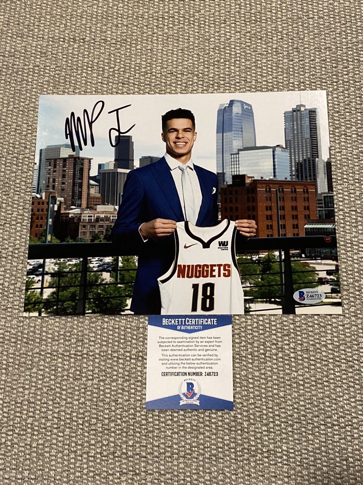 BECKETT COA! MICHAEL PORTER JR Signed Autographed 8x10 Photo Poster painting DENVER NUGGETS