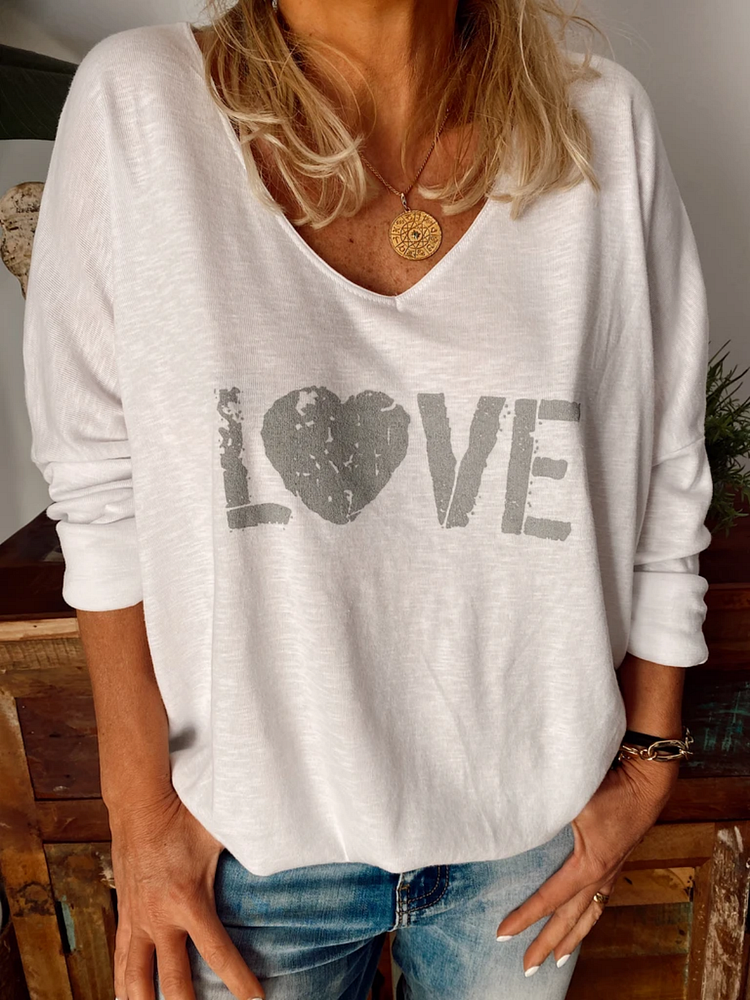 White Printed Long Sleeve Shirts & Tops