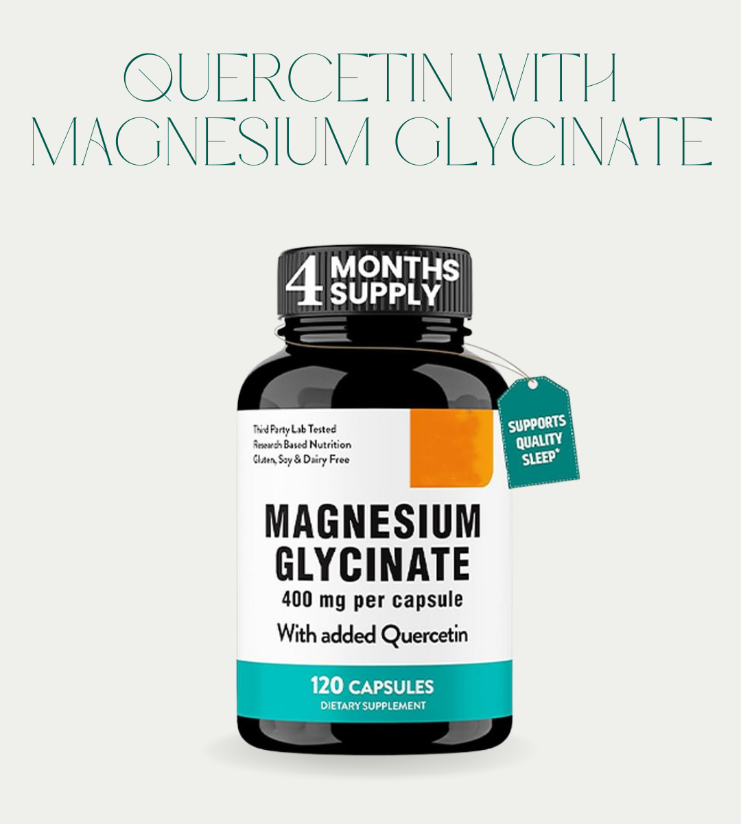 Quercetin with Magnesium Glycinate Capsules – Immune, Sleep & Relaxation Support – 120 Count
