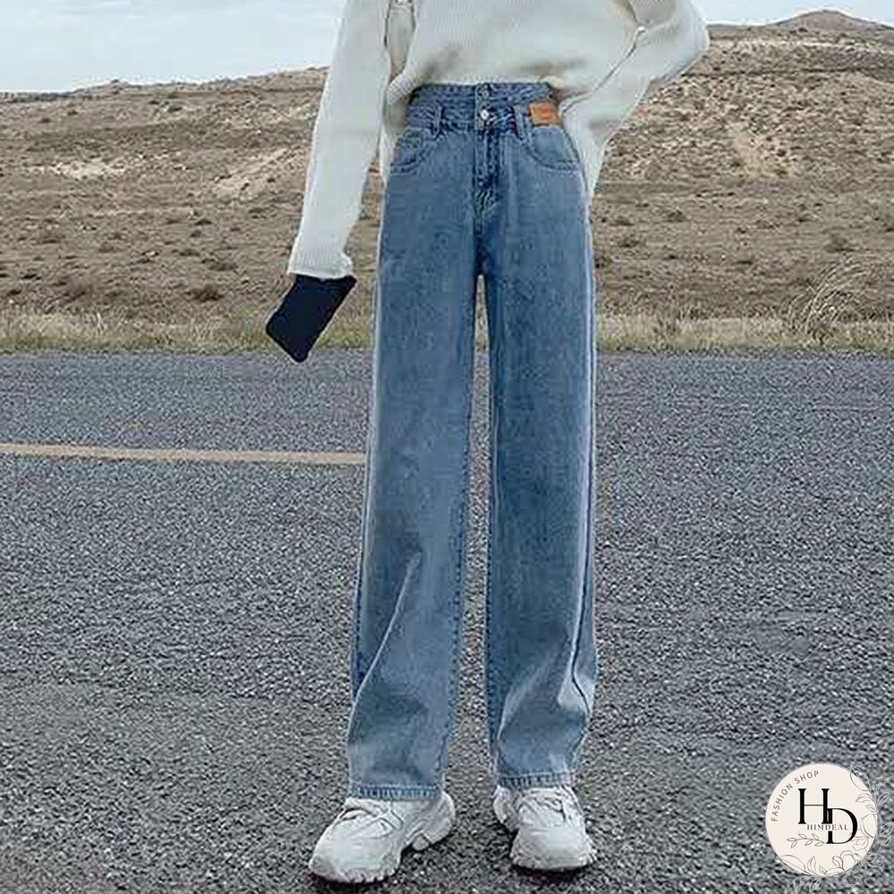 Autumn All Match Blue Denim Jeans Women High Waist Straight Casual Pants Korean Loose Fashion Black Female Baggy Jeans New
