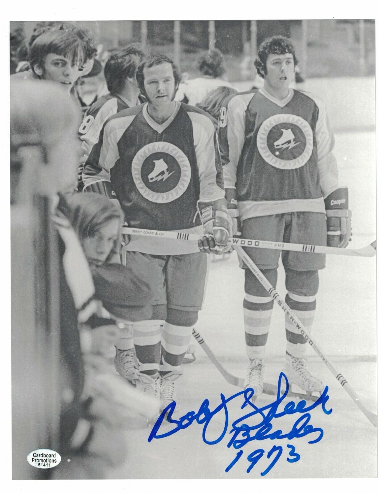 Bobby Sheehan New York Golden Blades WHA Signed Photo Poster painting W/Our COA B