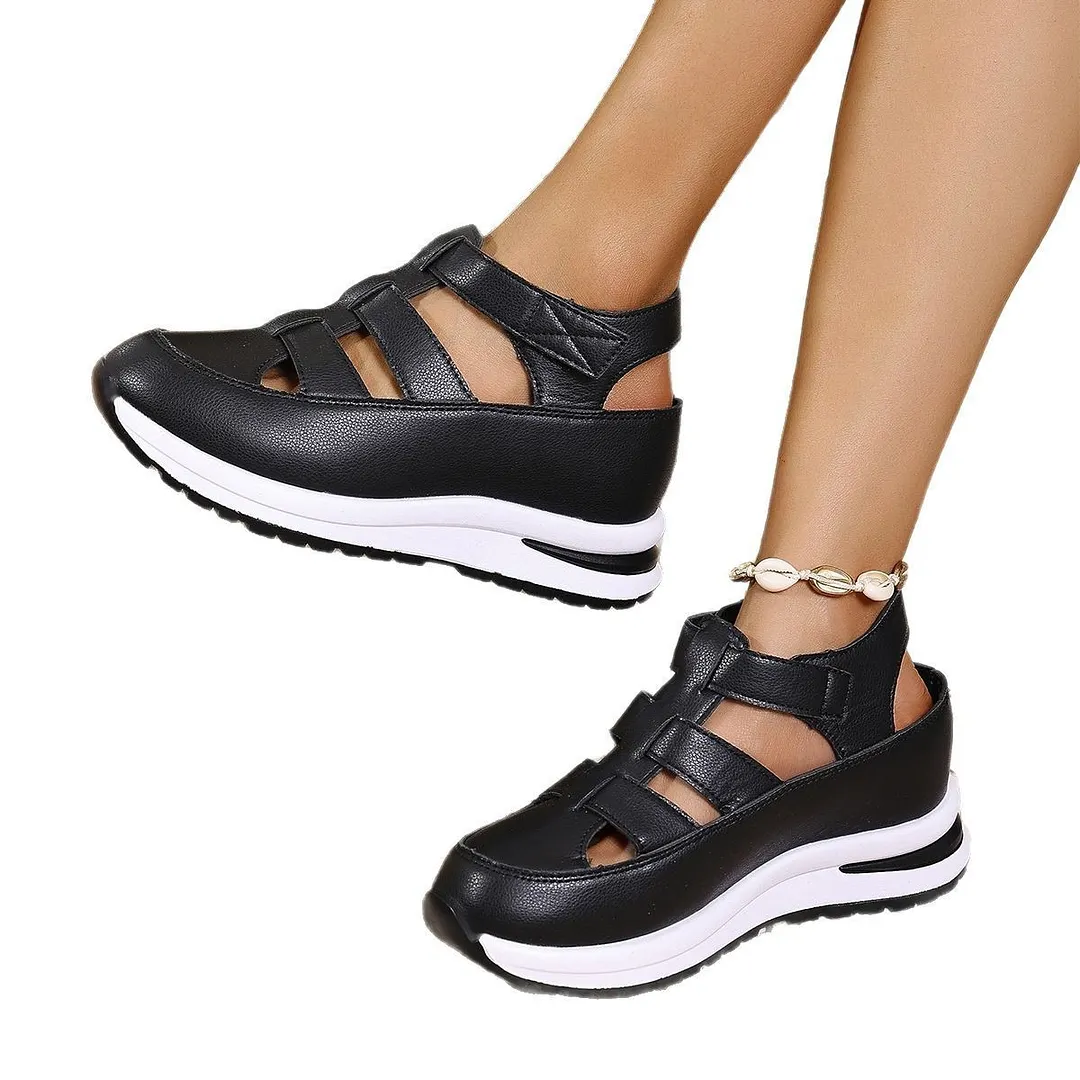 Breakj Breakj New Women's Thick Soles High Sandals Large-Size Hollow Round Head In High Sports Sandals