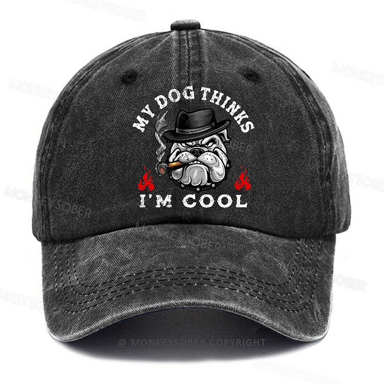 Personalized " My Dog Thinks I'm Cool " Custom Washed Baseball Caps