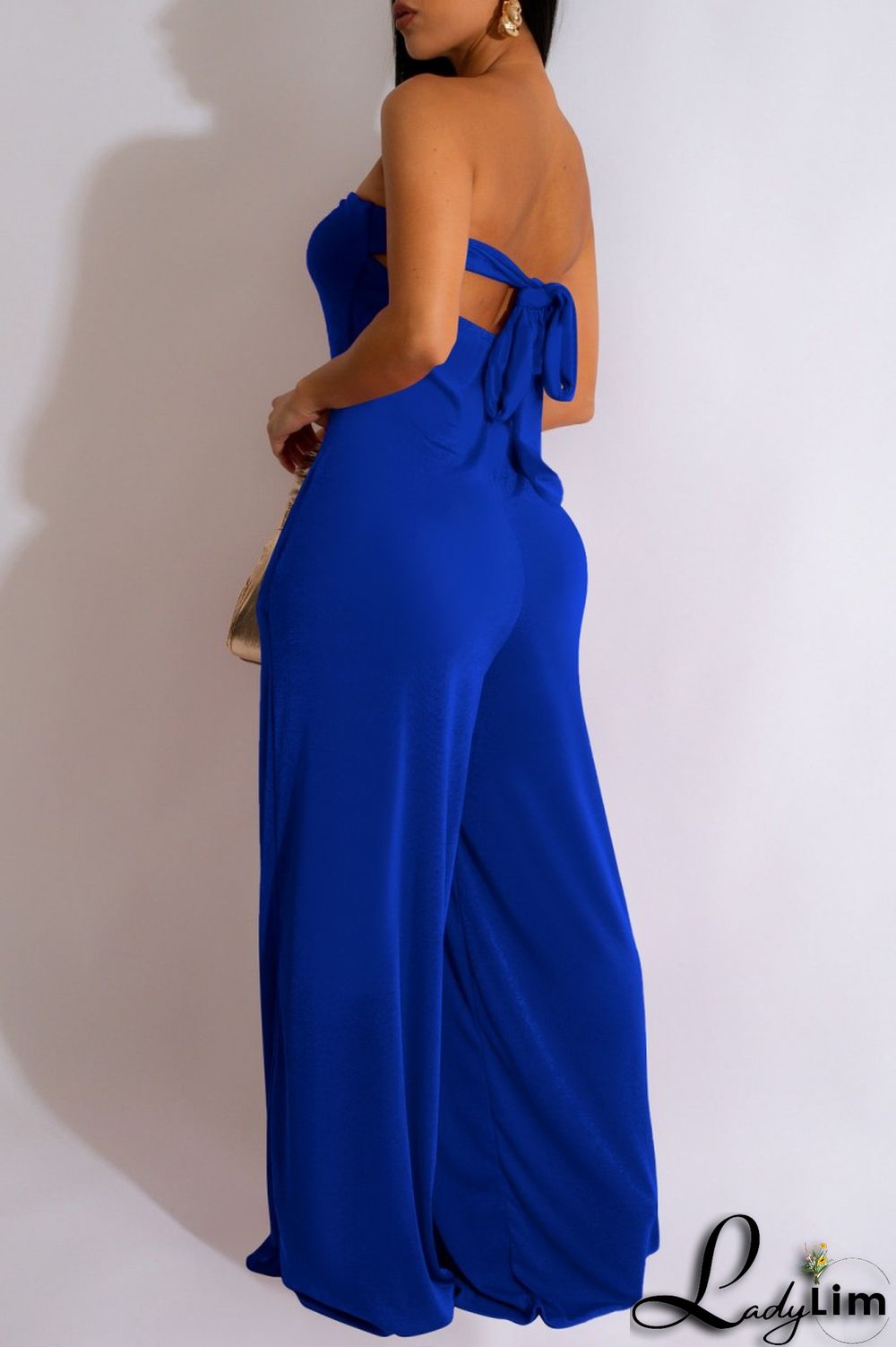 Red Sexy Casual Solid Backless Strapless Regular Jumpsuits