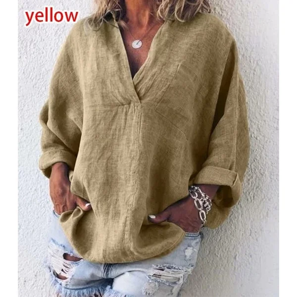Women Casual Solid Color Long Sleeved Cotton Spring Blouses XXS-5XL 5 Colors