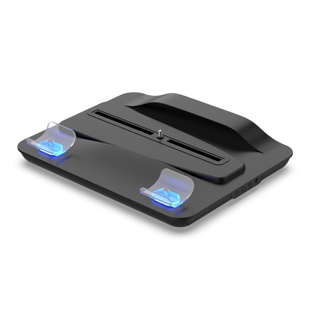 

For PS5 Cooling Stand Dual Controllers Charger with Blue Lights (Black), 501 Original