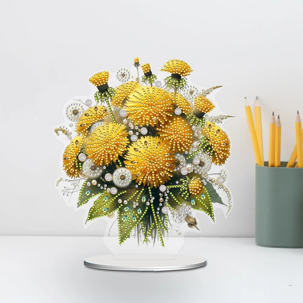 2D Flat Dandelion DIY Desktop Diamond Art Kits Bedroom Table Decoration