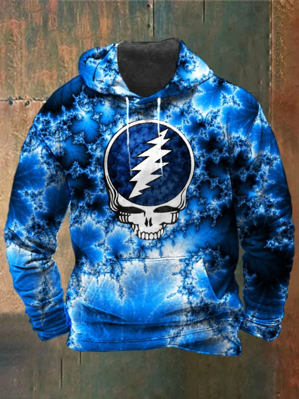 Unisex Fractals Skull Print Heavyweight Hoodies