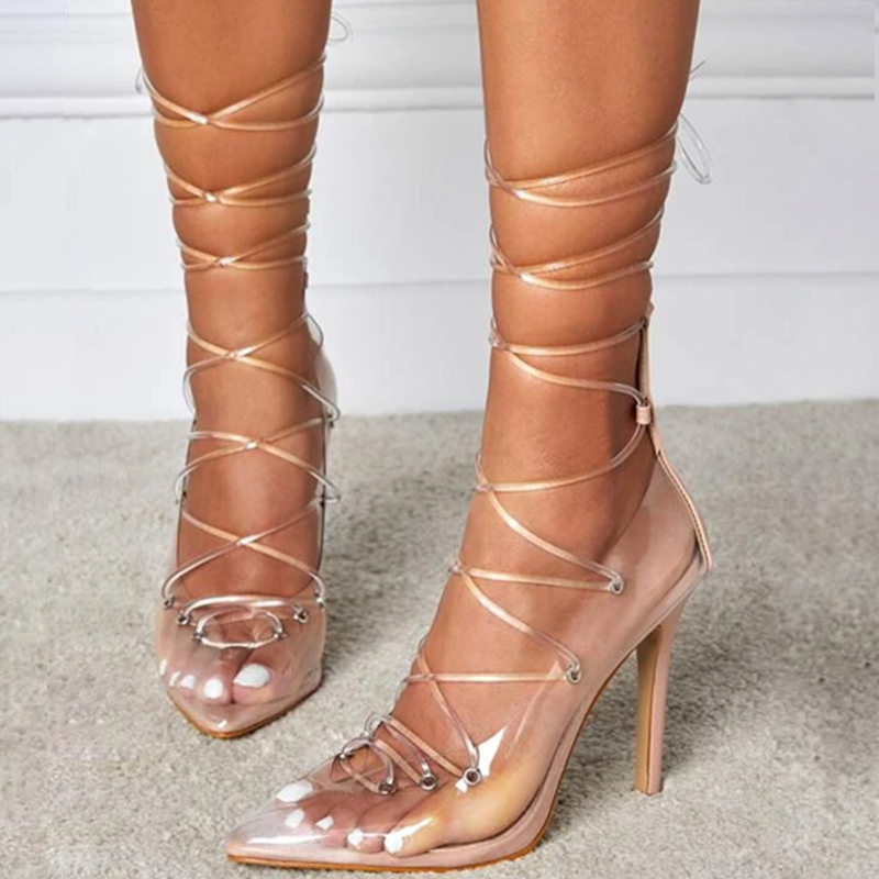 GOOSHOE Clear Stiletto Pumps with Pointy Toe