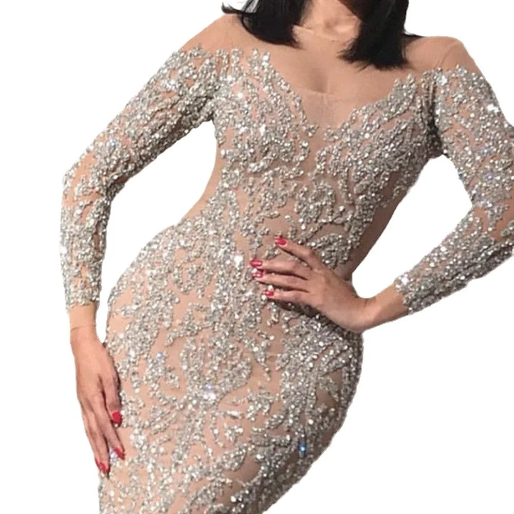 Uveng Uveng 2025 New Women's Hot Long Sleeves Sexy Long Dress Party Evening Dress