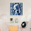 Blue And White Porcelain-Pearl Earring Girl-14CT Stamped Cross Stitch 40*40cm/15.75*15.75in