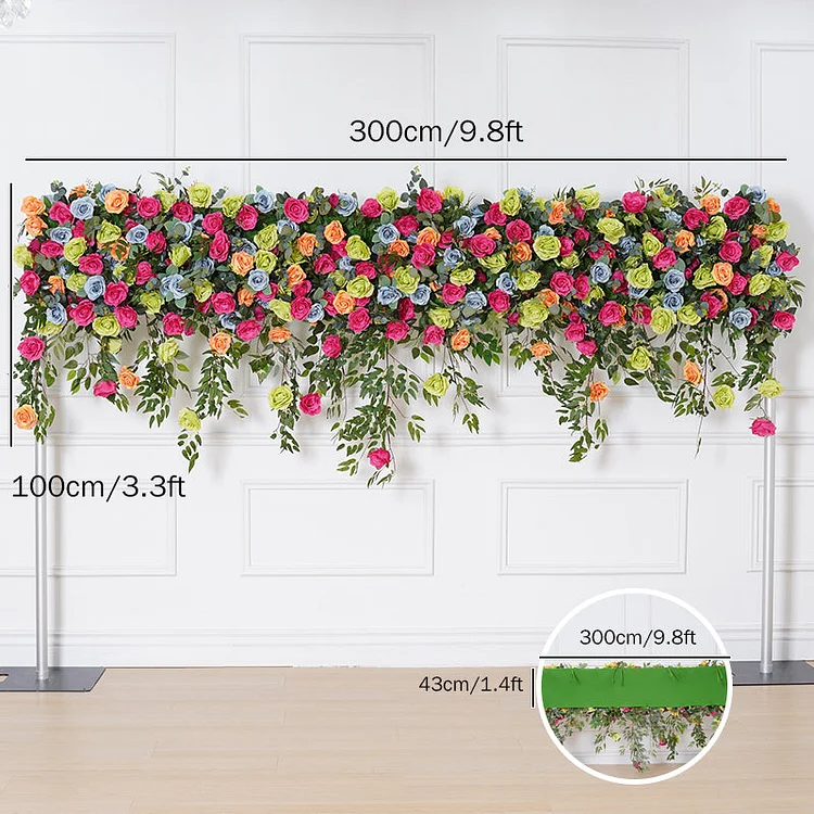 Wedding Backdrop Rose Green Leaves Rolling Up Curtain Flower Wall  A8143 A8128