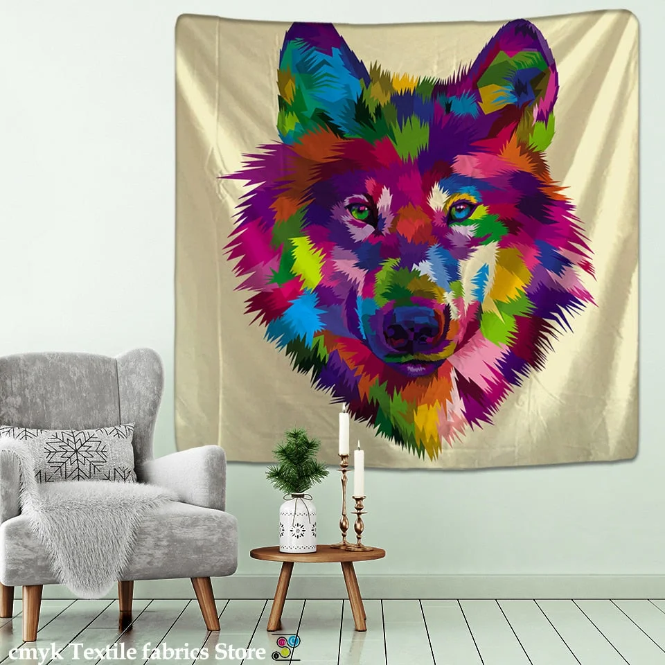 lion tapestry printed oil painting art tapestry psychedelic animal Cartoonwall hanging beach towelHanging Kids Room Decor